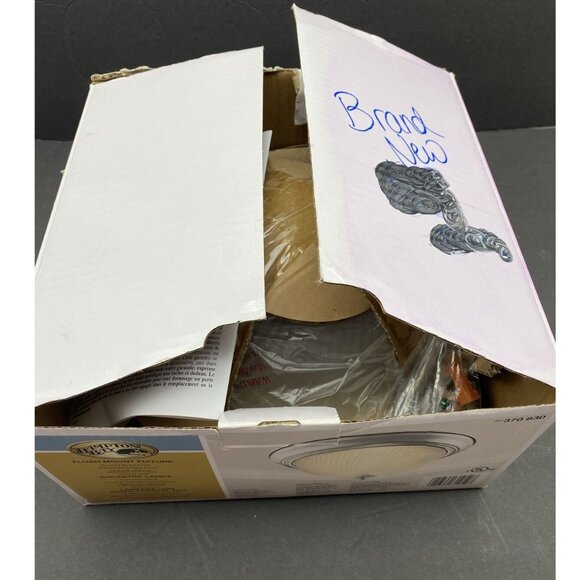 Hampton Bay Flush Mount Light Fixture Brushed Nickel 11” Frosted Swirl Glass - Picture 8 of 8